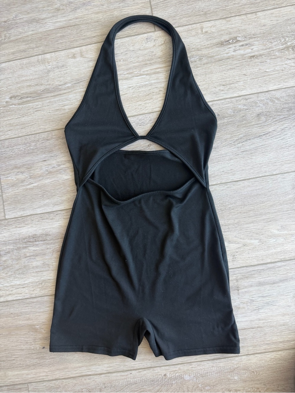 SHEIN Black Halter Cutout Romper